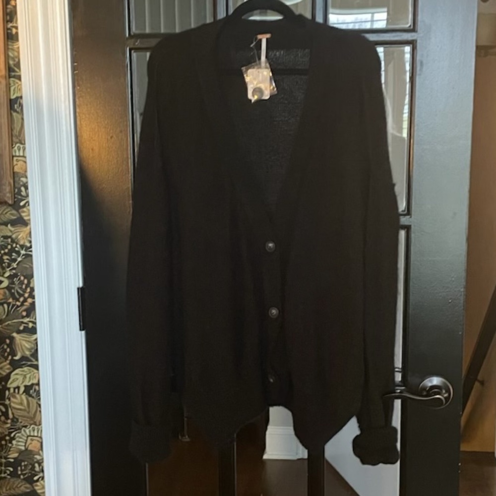 Free People Oversized XL Black Alpaca Cardigan